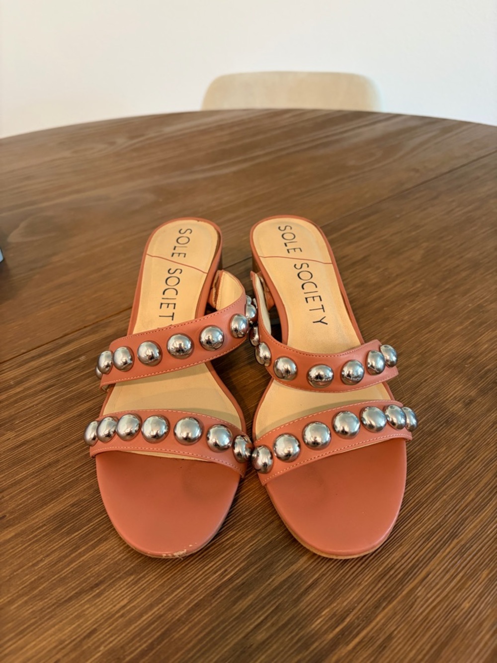 Sole Society Pink Sandals with Silver Studs